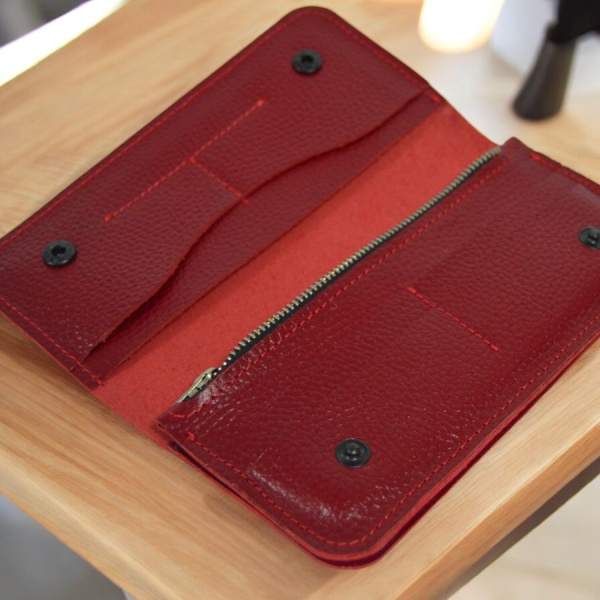 Портмоне женское из натуральной кожи Classic / Кошелек, отделения для карт, купюр и монет